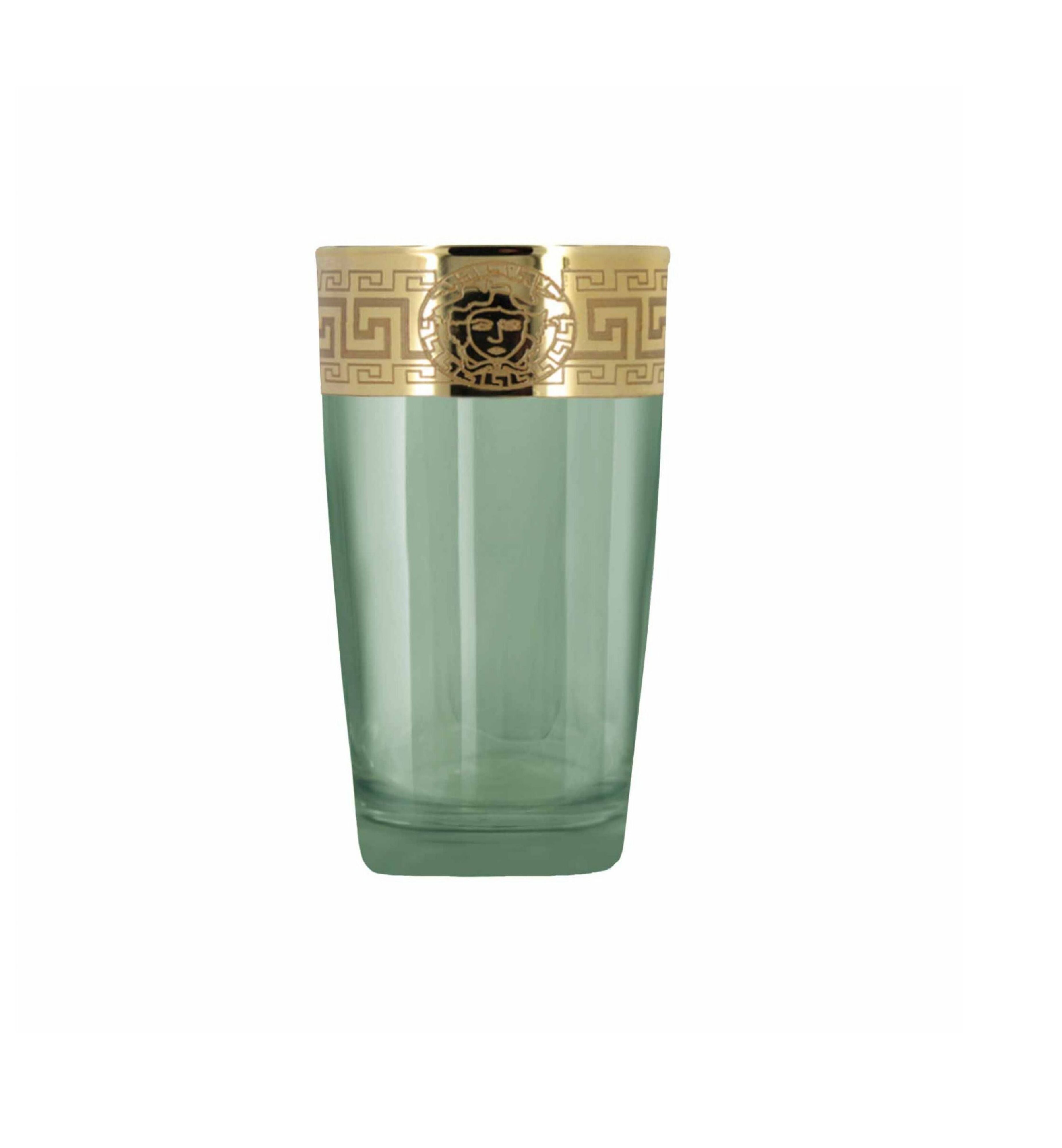 Hand Crafted Green Luster & Gold Decal Shot Glasses for Home and Kitchen - Ideal Gift for Housewarming