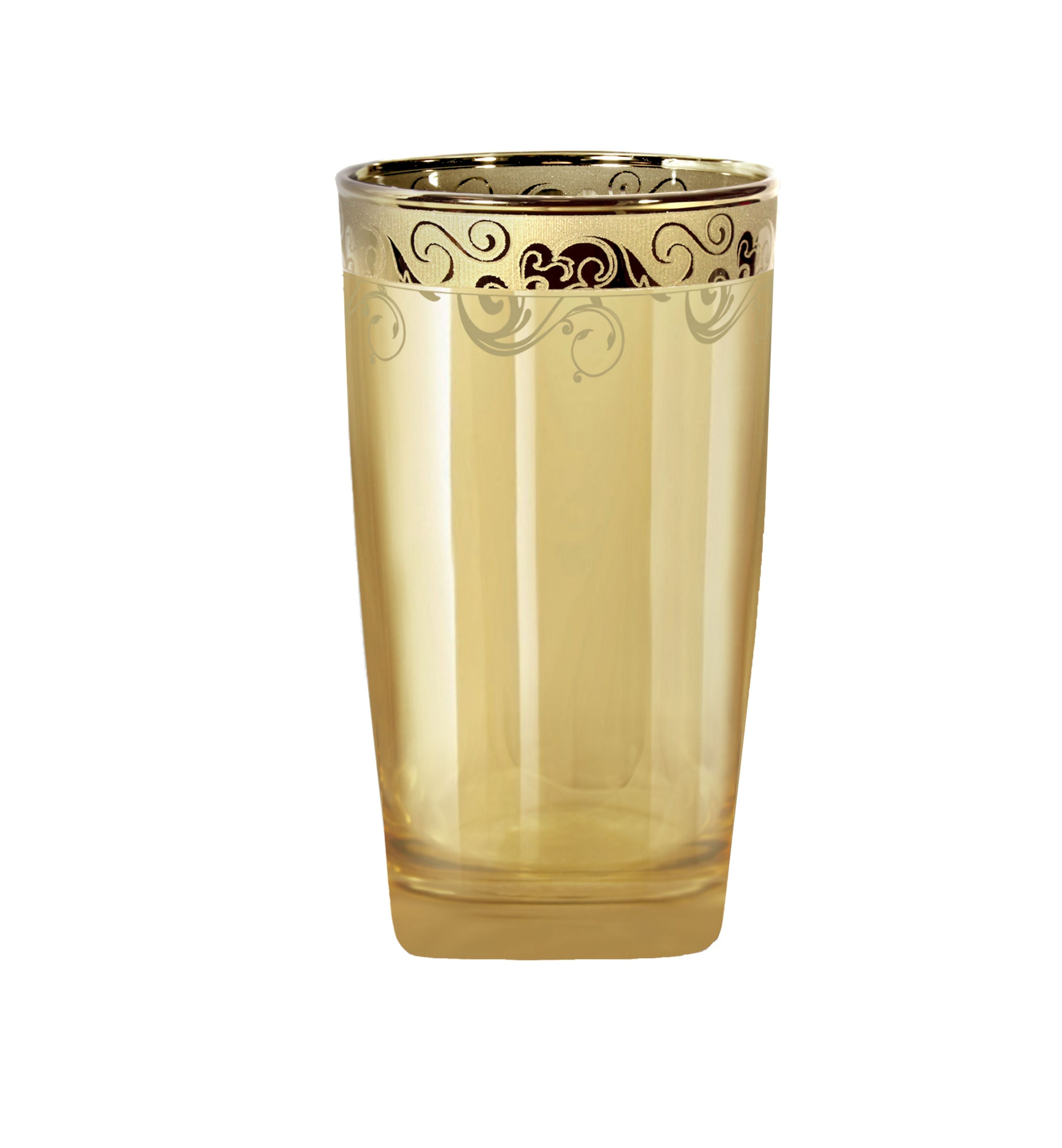 Hand Crafted Gold Luster & Gold Decal 300 ML Glasses for Home and Kitchen - Ideal Gift for Housewarming