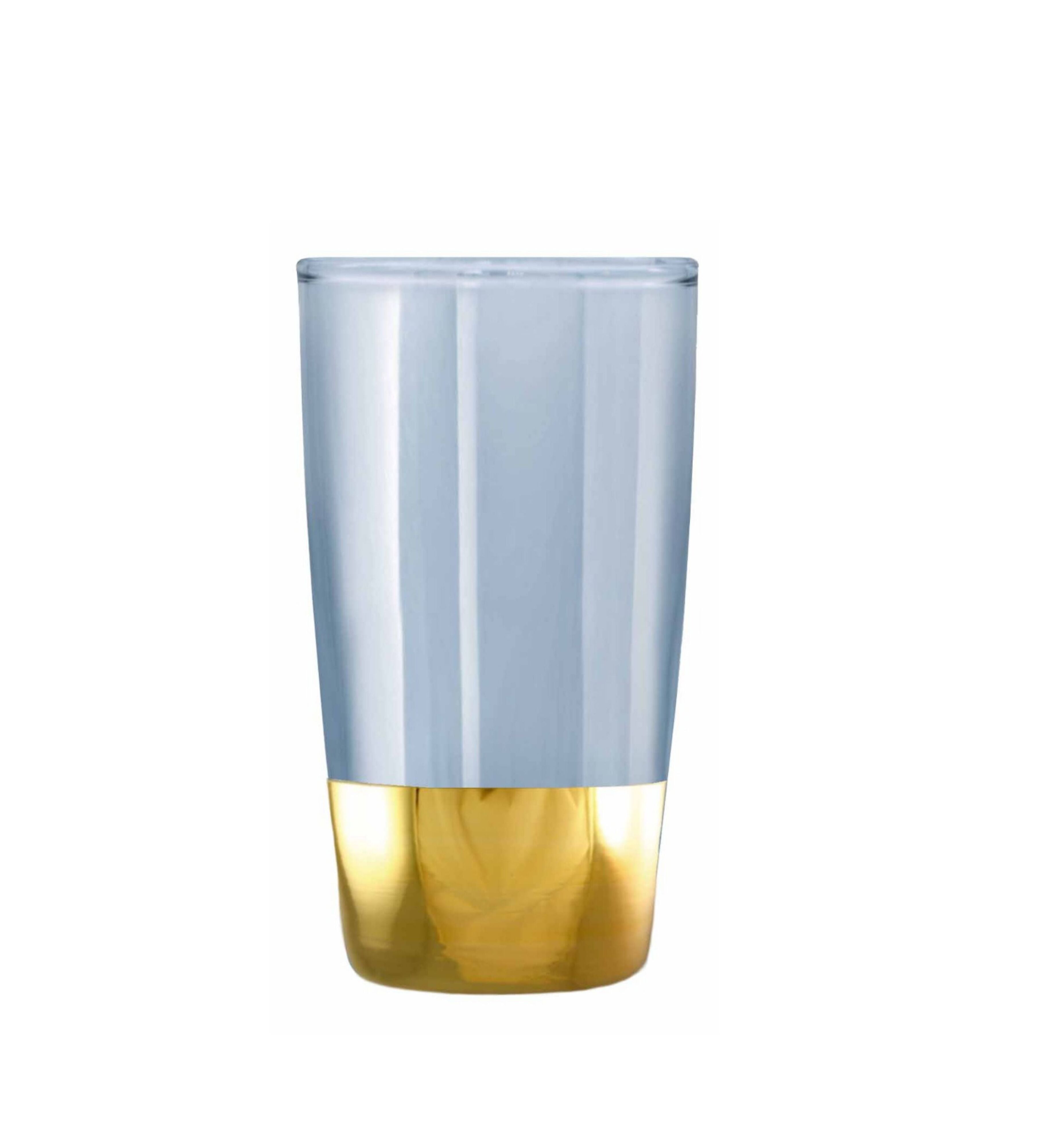 Hand Crafted Blue Luster & Gold Bottom 300 ML Glasses for Home and Kitchen - Ideal Gift for Housewarming