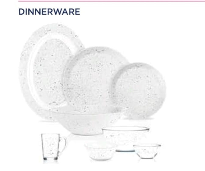 Pack of 33 Pcs Made in United Arab Emirates(UAE) French style sodalime glass INGMAR WHITE Dinner Set
