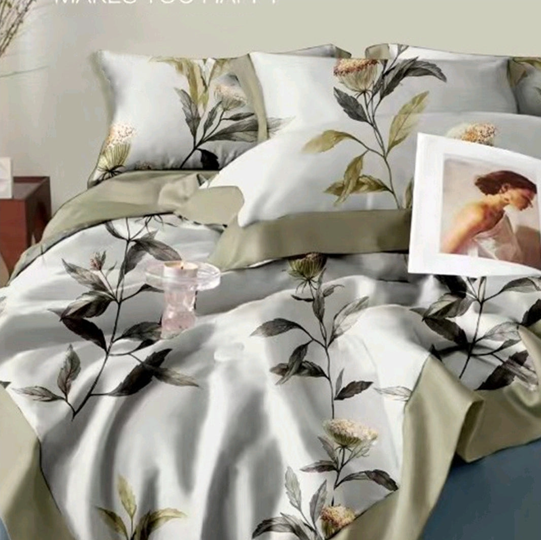 Modal Printed 400 TC King Size Double Bedsheet - 275 X 275 CM with 2 Pillow Covers - 3 Pcs Set