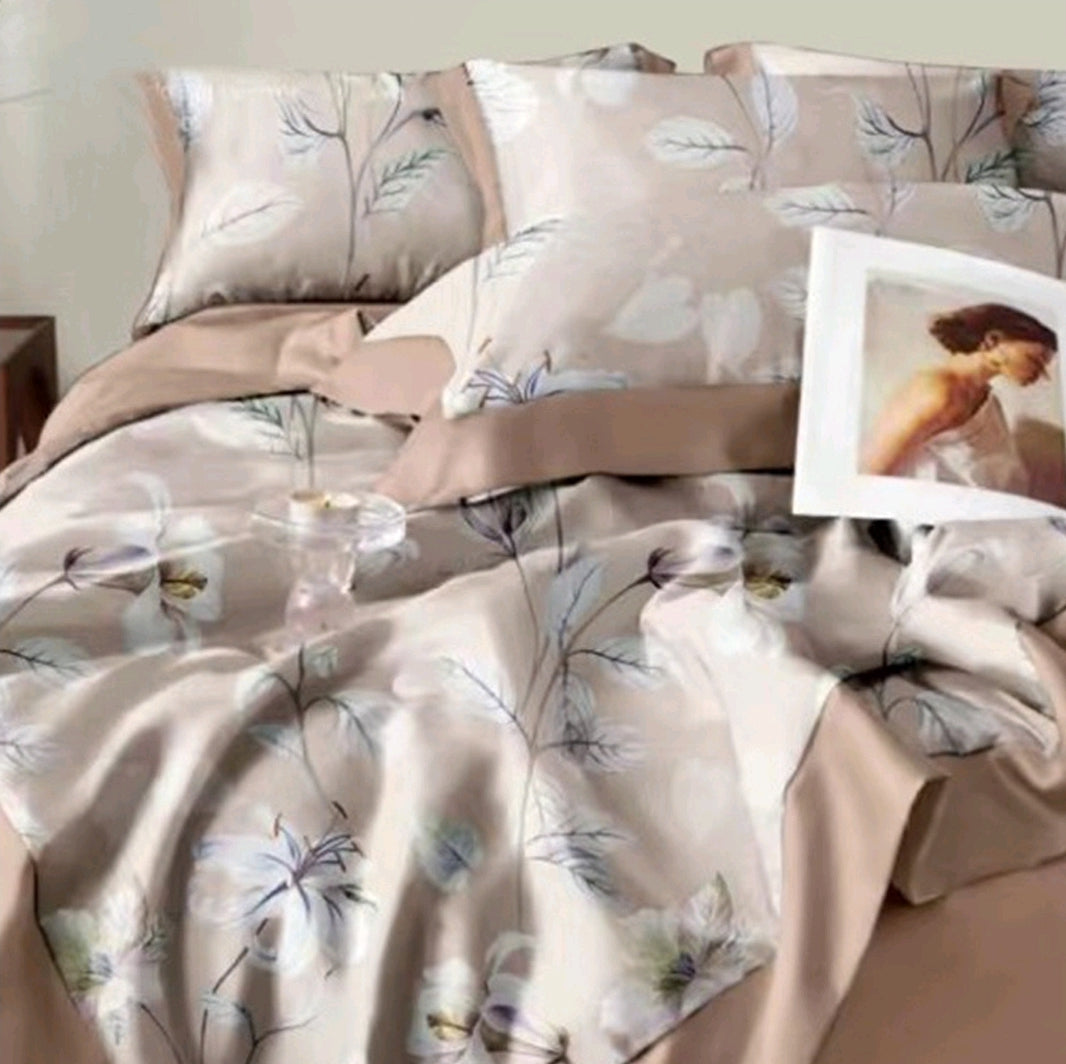 Modal Printed 400 TC King Size Double Bedsheet - 275 X 275 CM with 2 Pillow Covers - 3 Pcs Set