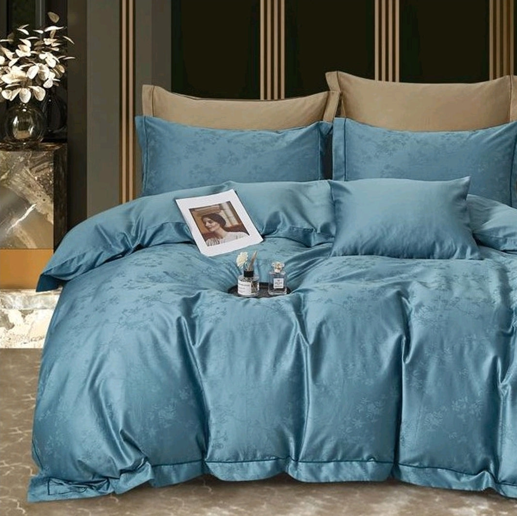 100% Cotton Scottish Jacquard 400 TC King Size Double Bedsheet - 250 X 275 CM with 2 Pillow Covers - 3 Pcs Set