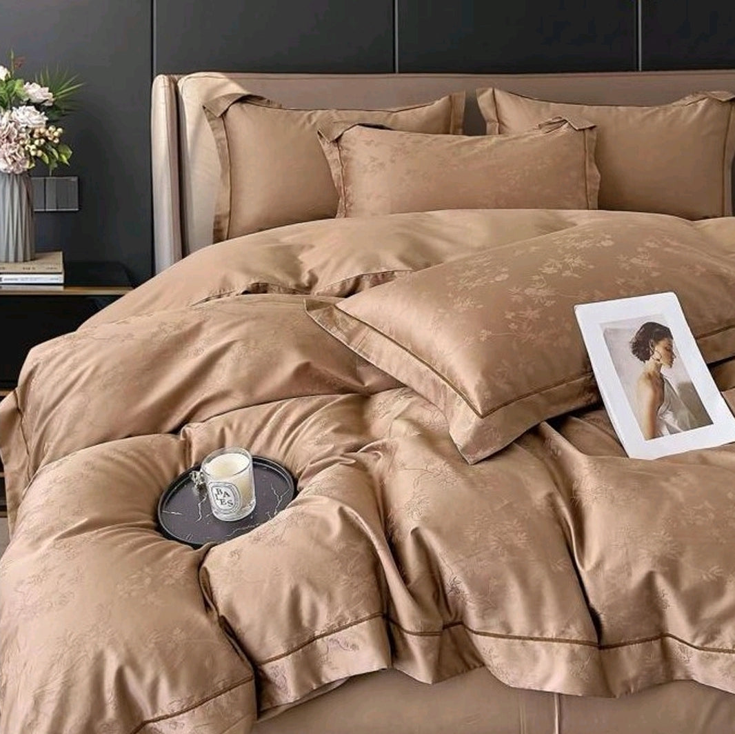 100% Cotton Scottish Jacquard 400 TC King Size Double Bedsheet - 250 X 275 CM with 2 Pillow Covers - 3 Pcs Set