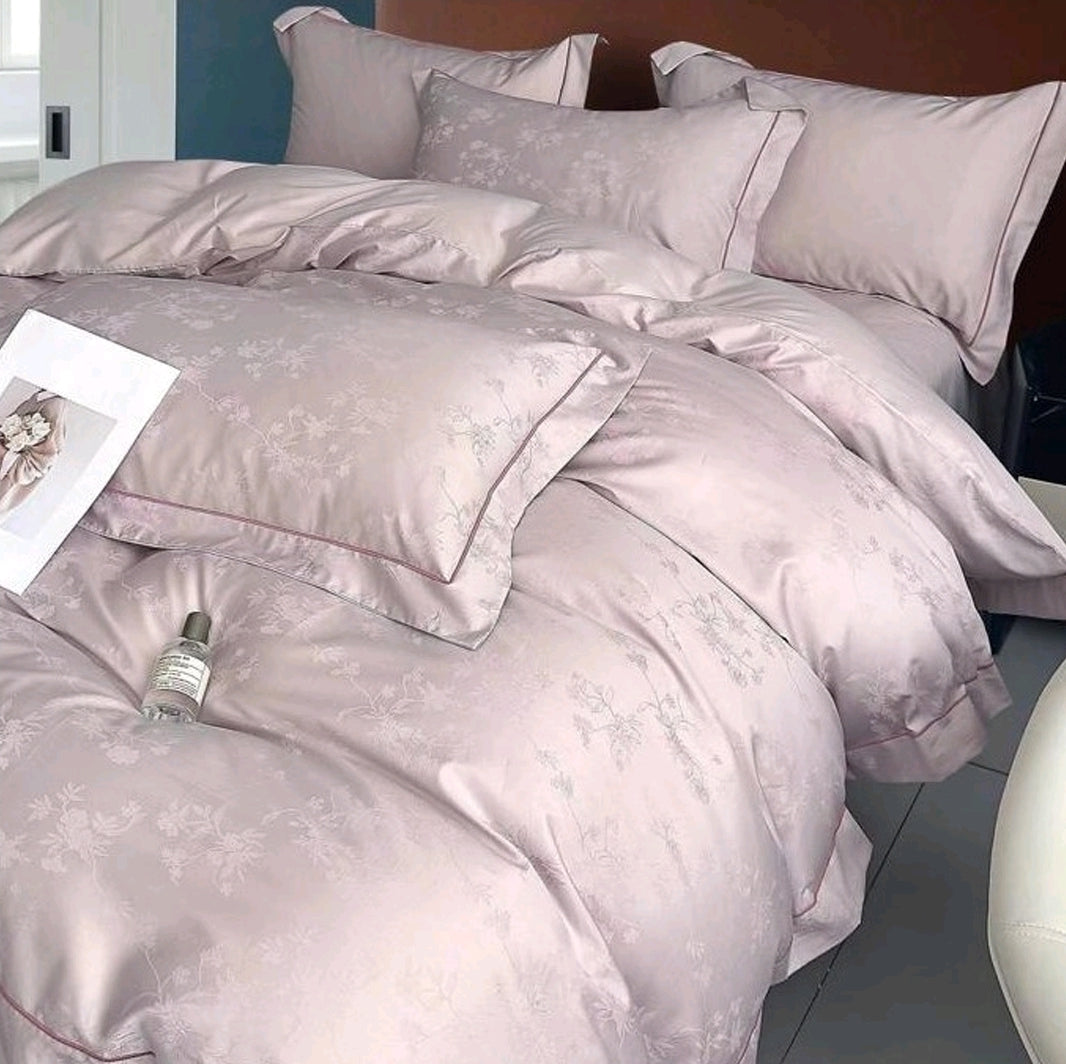 100% Cotton Scottish Jacquard 400 TC King Size Double Bedsheet - 250 X 275 CM with 2 Pillow Covers - 3 Pcs Set