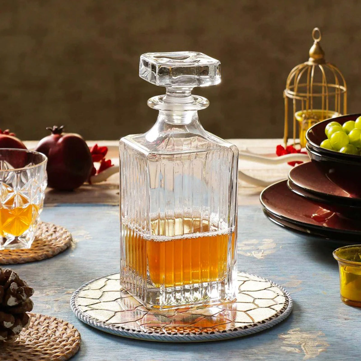RCR(Made In Italy) Timeless Crystal Whisky Decanter 850 ML with 6 Glasses(7 PC Set)