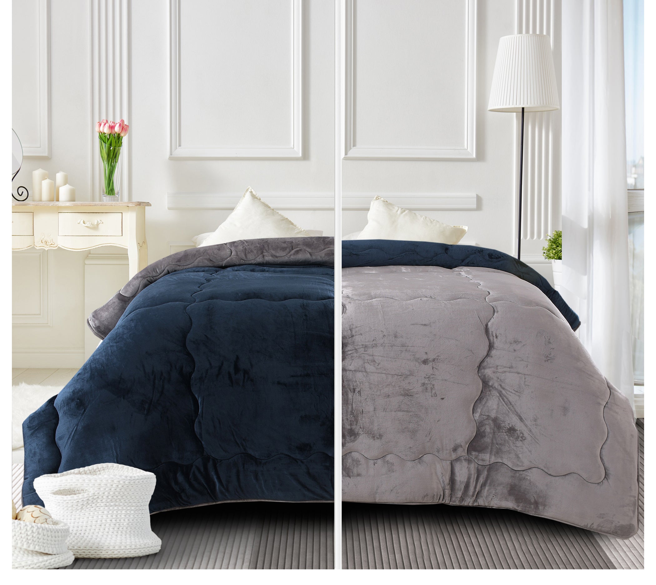 Microfiber Reversible Winter Double Bed Luxury Quilt. 220x240cm