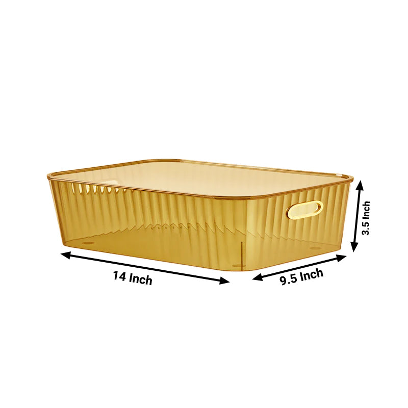 Ribbed Storage Organizer Transparent 14x9.5x3.5 Inch. 1 Pcs