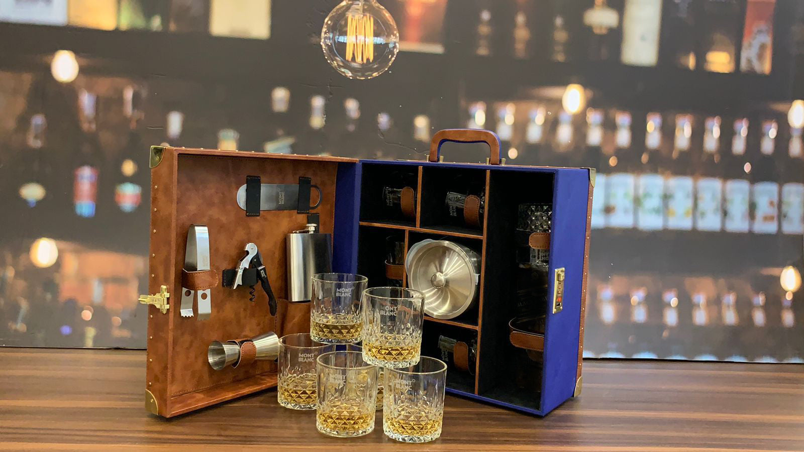 Premium Bar Set With Portable Leather Case.