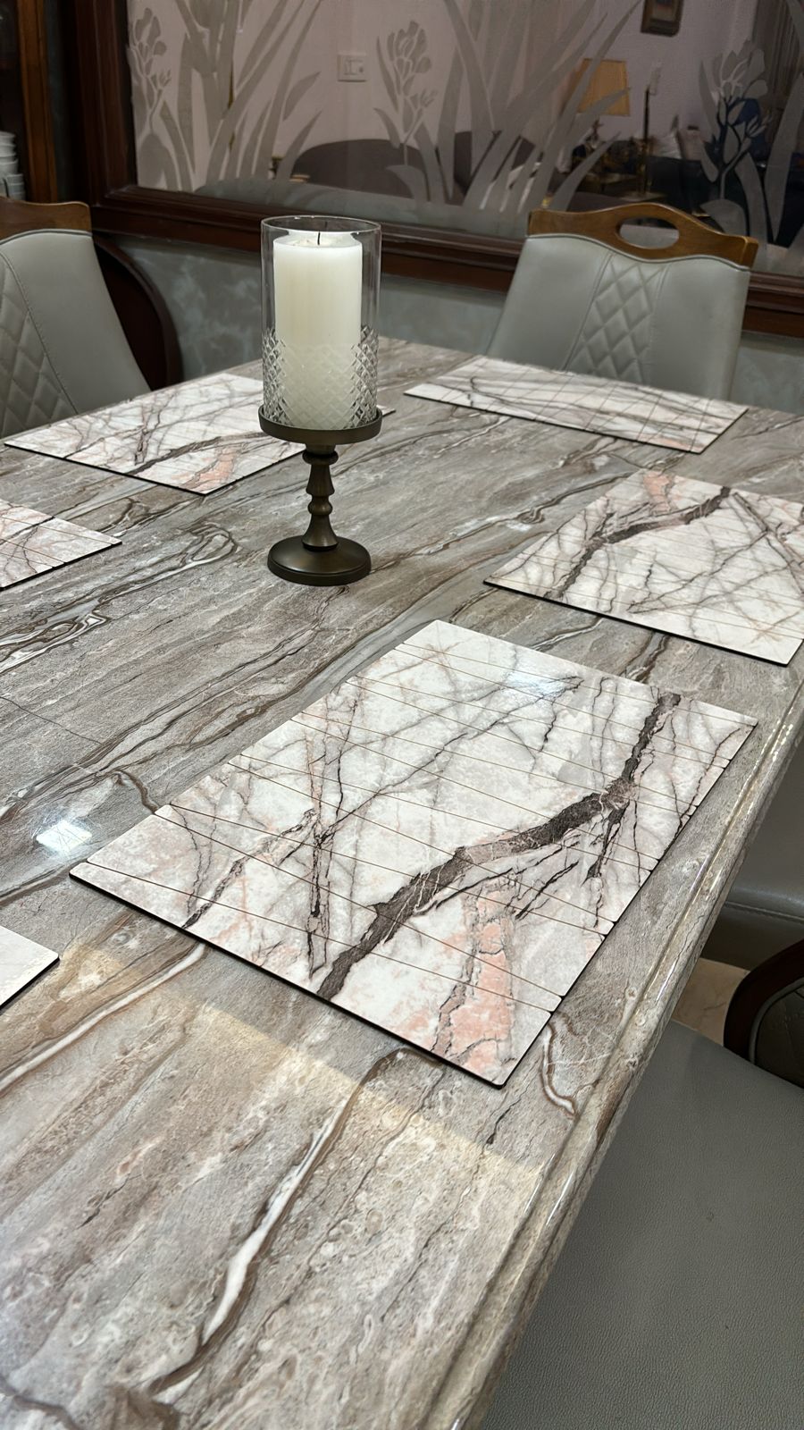 Wooden Table Mats For Dining Kitchen Restaurant Table, Foldable, Set of 6, 12x18 Inch