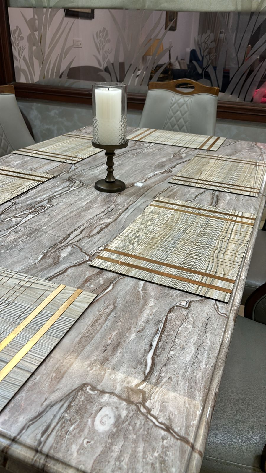Wooden Table Mats For Dining Kitchen Restaurant Table, Foldable, Set of 6, 12x18 Inch