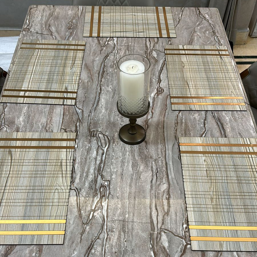 Wooden Table Mats For Dining Kitchen Restaurant Table, Foldable, Set of 6, 12x18 Inch