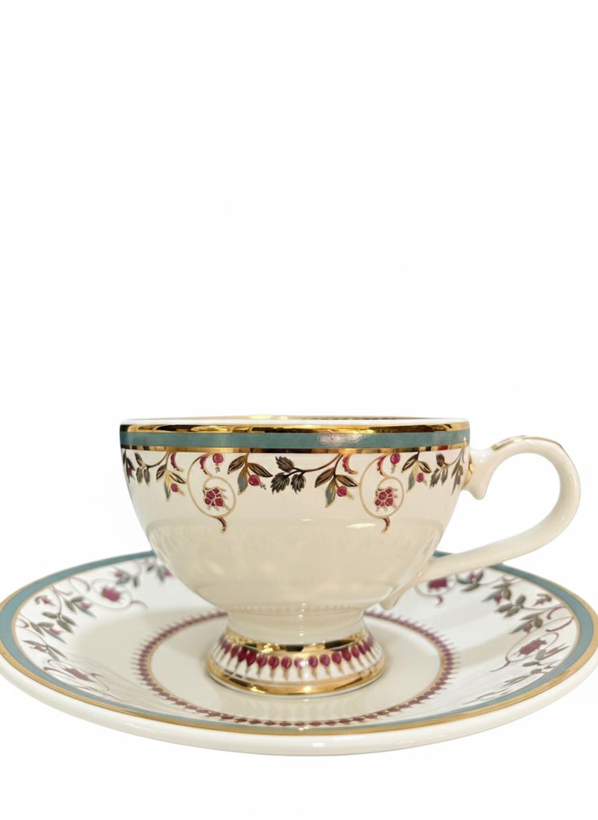 Fine Bone China printed Cup and Saucer Pink (Set of 6)