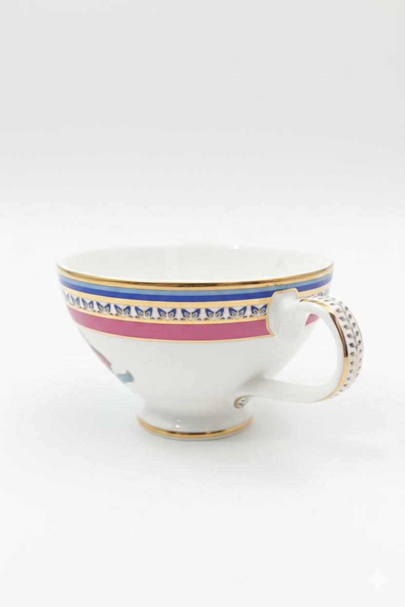 Fine Bone China printed Cup and Saucer Pink (Set of 6)