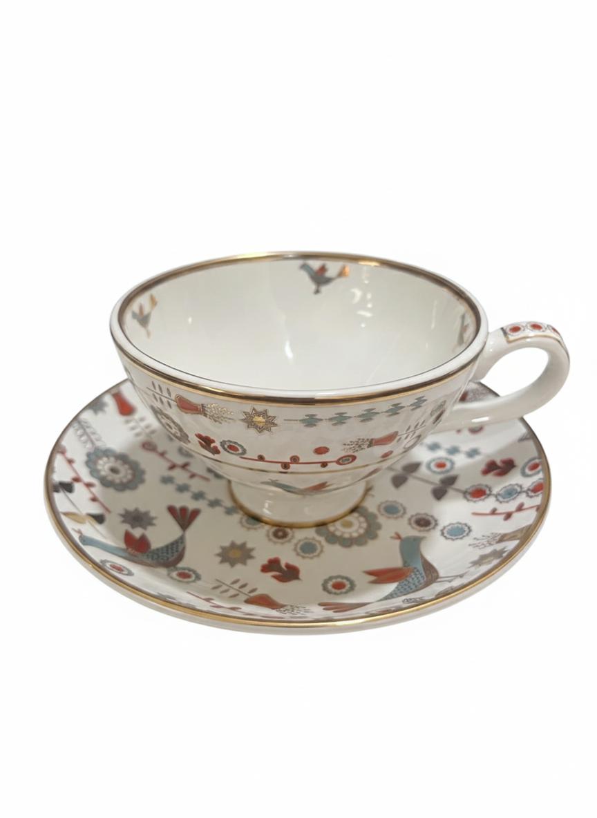 Fine Bone China printed Cup and Saucer Pink (Set of 6)