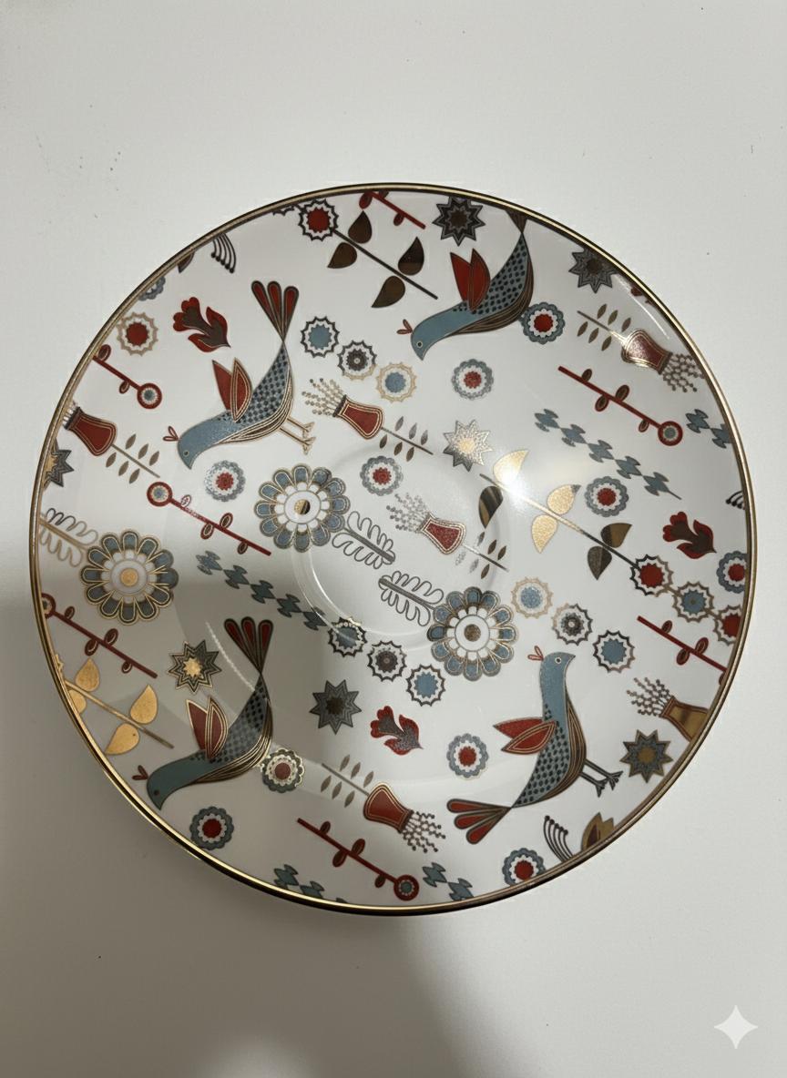 Fine Bone China printed Cup and Saucer Pink (Set of 6)