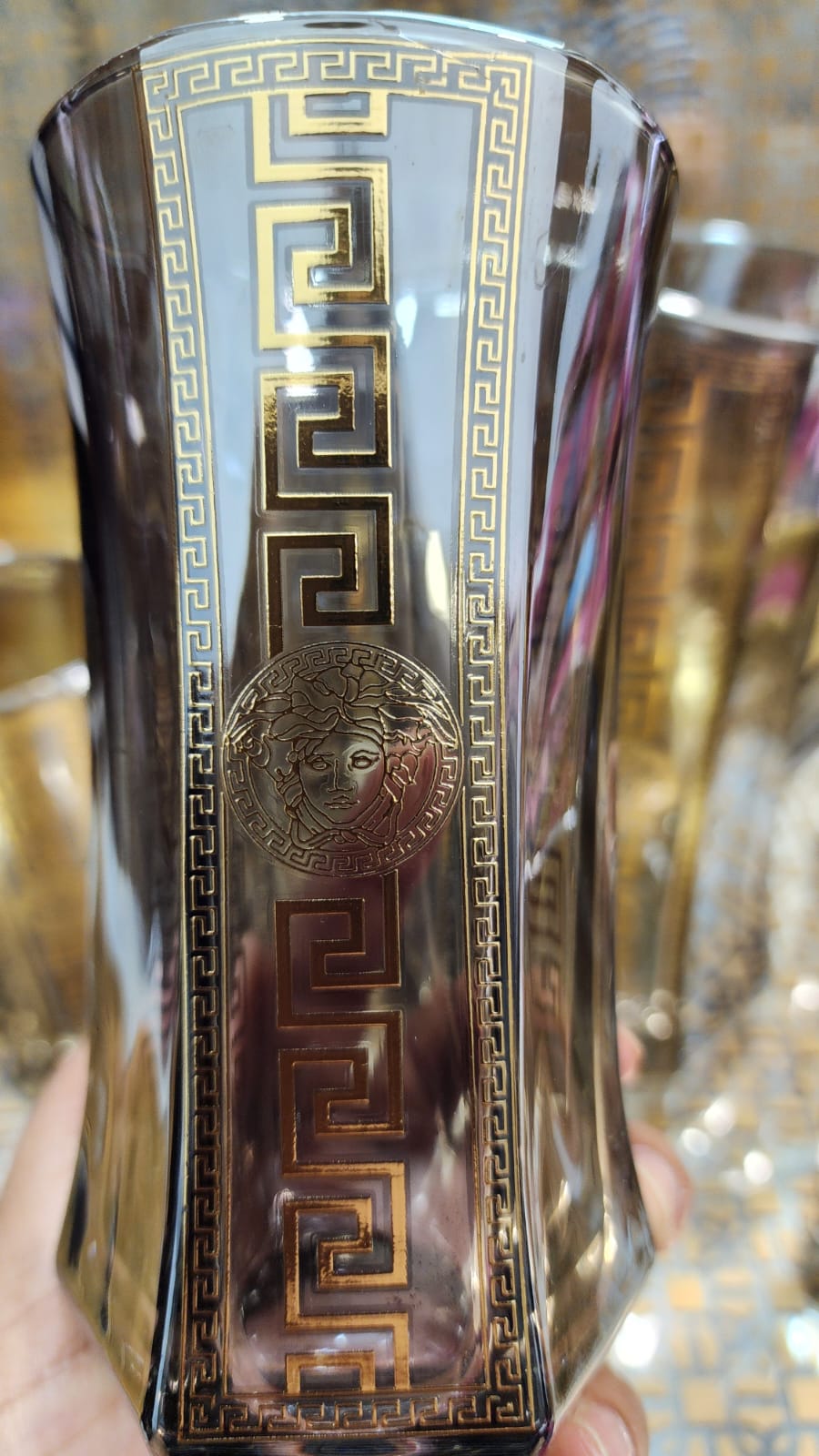 Hand Crafted Gold Plated Jug 1750 ml, With Long Glasses 370 ML, for Home and Kitchen Set of 7.