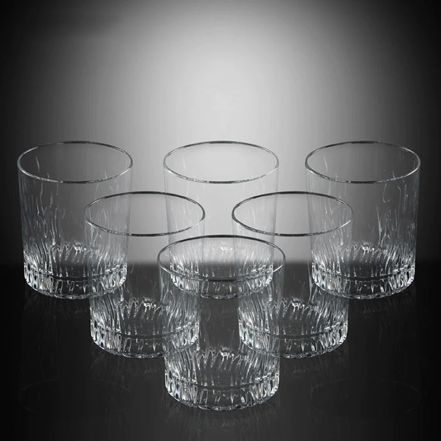 RCR (Made in Italy) Fire Crystal Short Whisky Water Tumblers Glasses, 340 ml, Set of 8