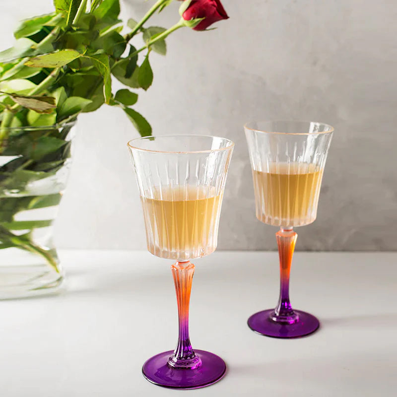 RCR (Made in Italy) Gipsy Crystal Coloured Wine Goblet Glasses(Limited Edition), 298 ml, Set of 6