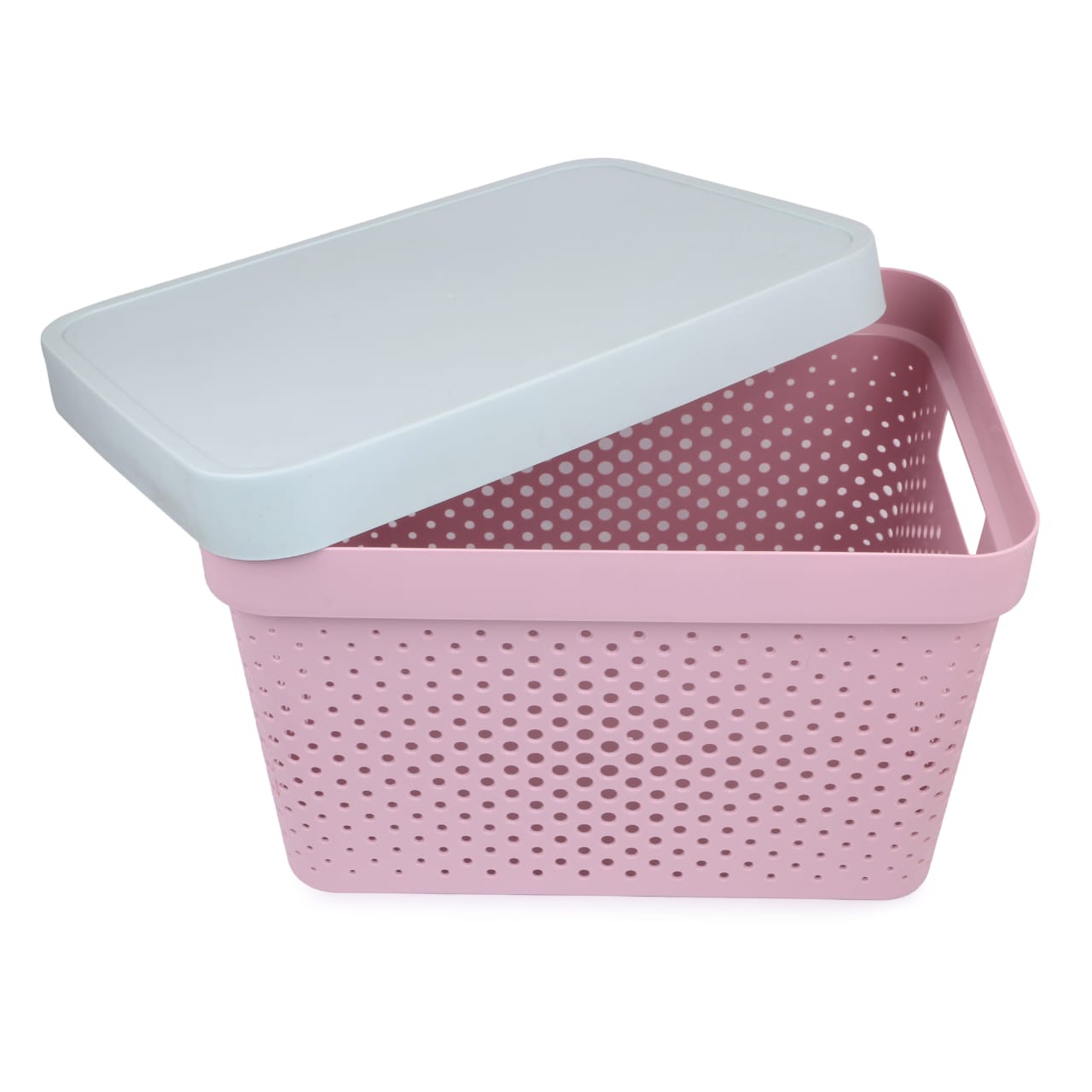 Plastic Storage Basket Set of 3 with Lid for Home/ Office Use.