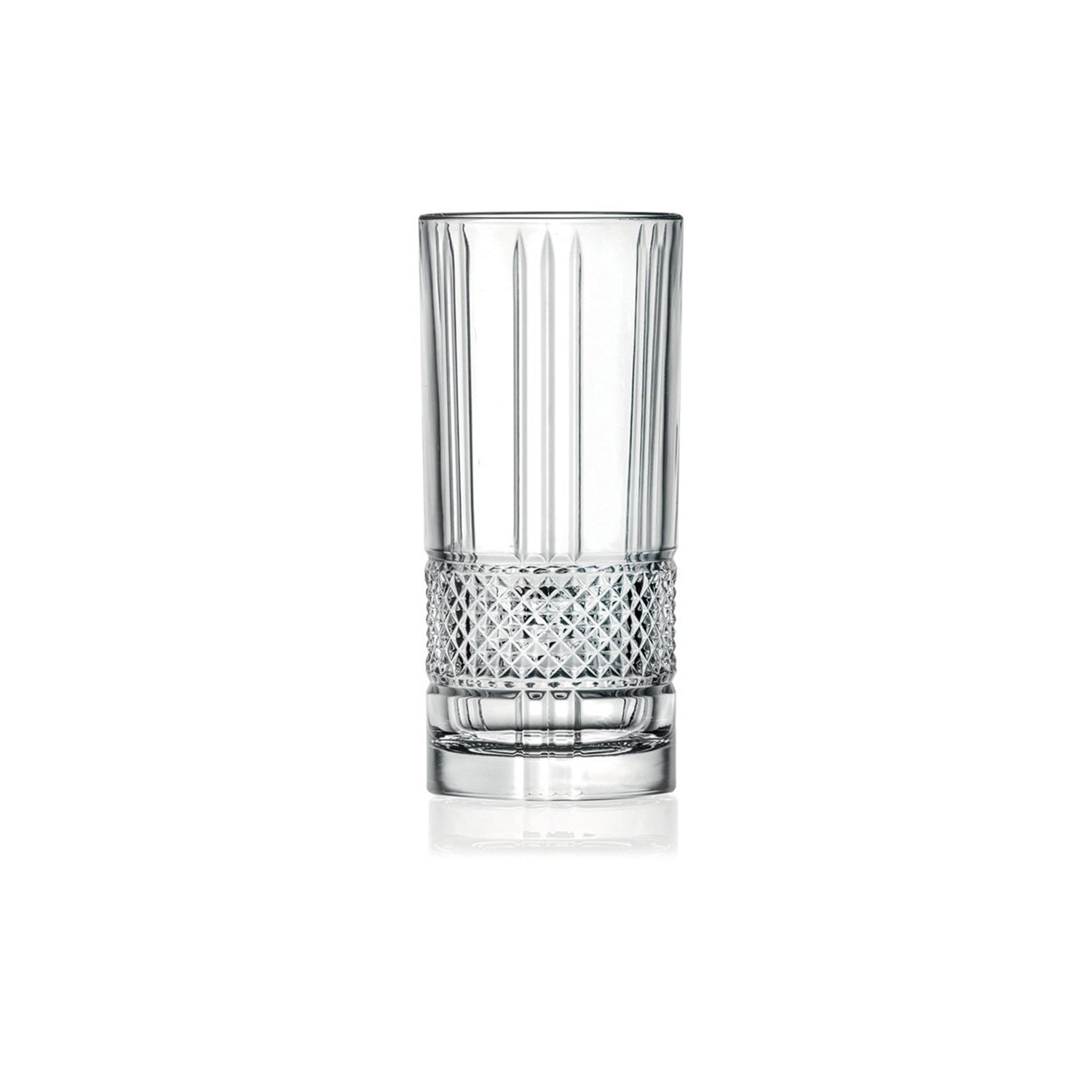 RCR (Made in Italy) Brillante Crystal Long drink cocktail Tumblers Glasses, 360 ml, Set of 6