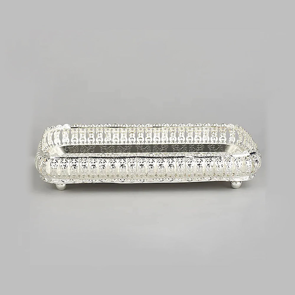 German Silver Rectangle Shape Designer Fancy Metal Tray.