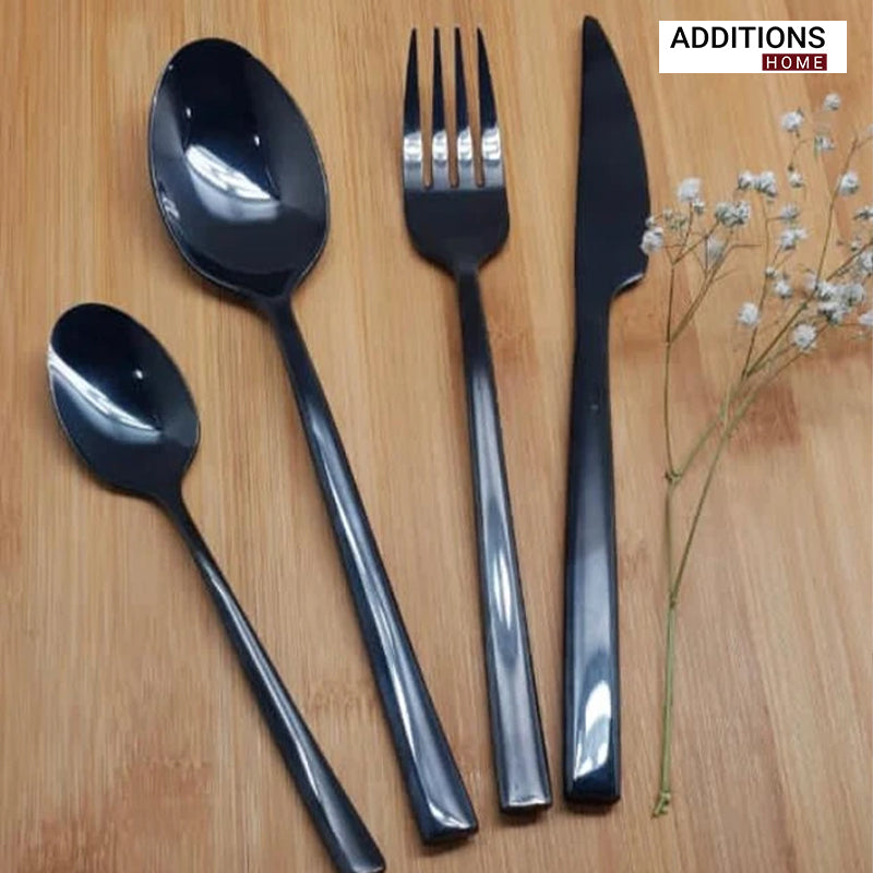 24pcs Luxury Chrome Plated Classic Cutlery Set Dinner Spoon Knives Fork Set Stainless Steel Tableware Dinner Set with Black Gift Box