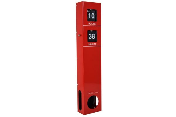 London Clock Slim Flip Pendulum Metal Table Clock (Red)
