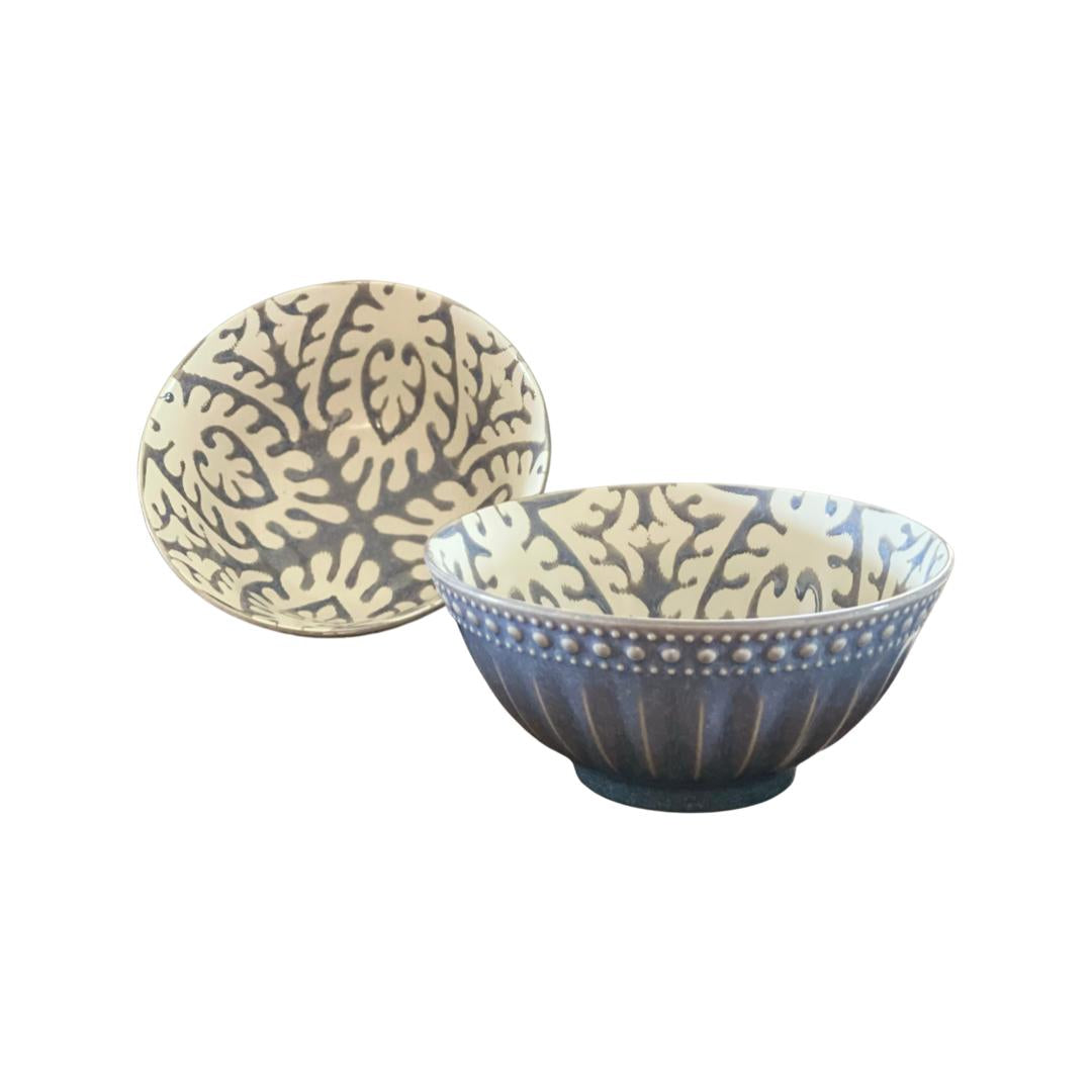 Fine Porcelain Blue Pottery  snacks Bowl Set of 2