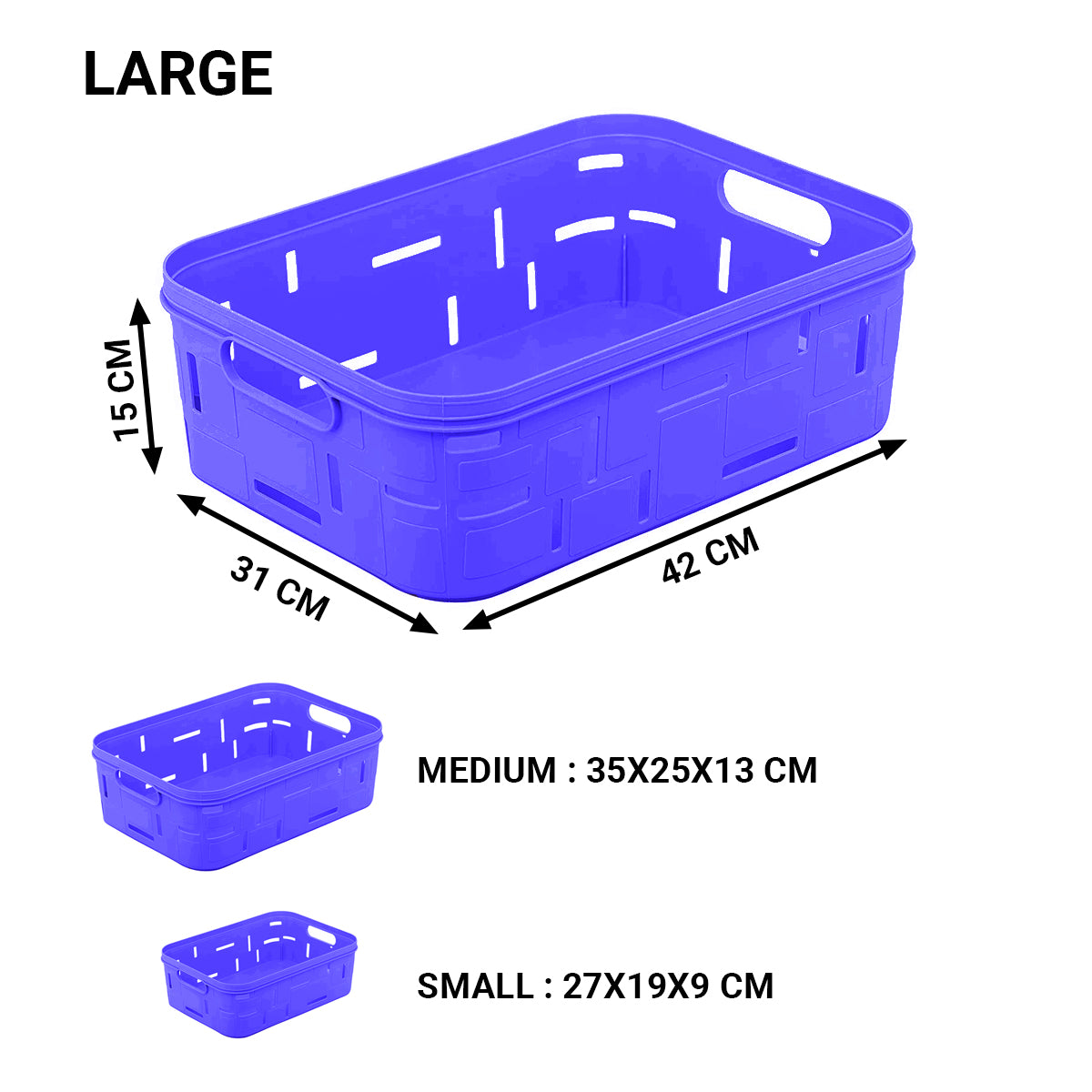 Premium Quality Plastic Storage Basket Set of 3 with Lid for Home/Office Use