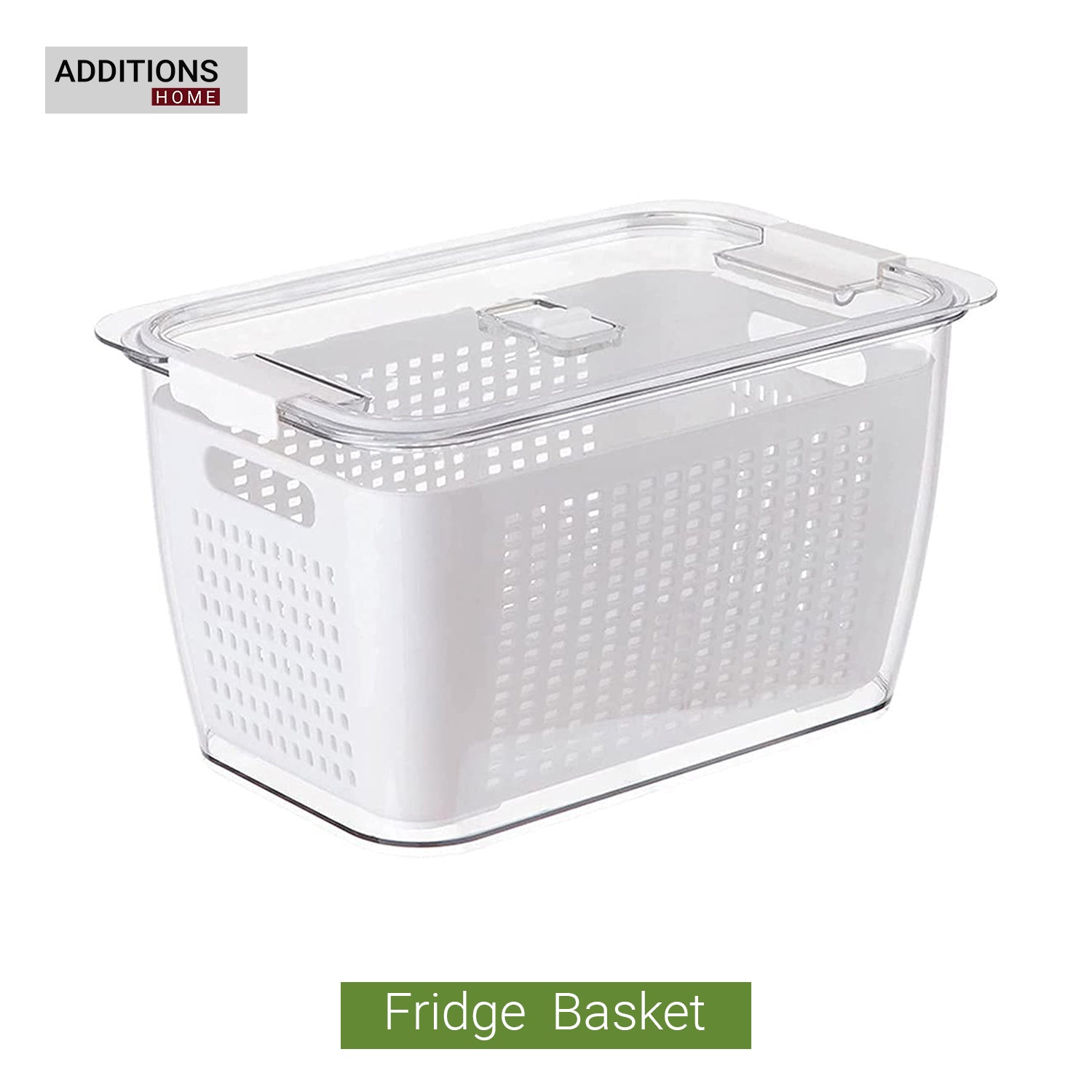 Fridge Storage Box Refrigerator Fresh Vegetable Fruit Boxes Drain Basket Storage Containers with Lid Kitchen Tools Organizer 1.7 Liter