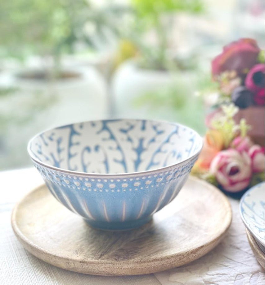 Fine Porcelain Blue Pottery  snacks Bowl Set of 2