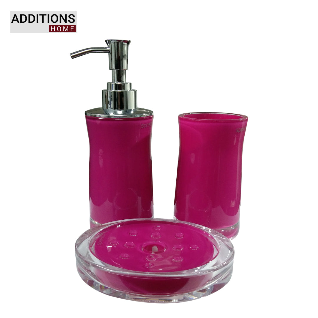 Additions Home 3 Pieces Bathroom Set/Accessories-Gift Package- Dispenser, Toothbrush Holder, & Soap Dish