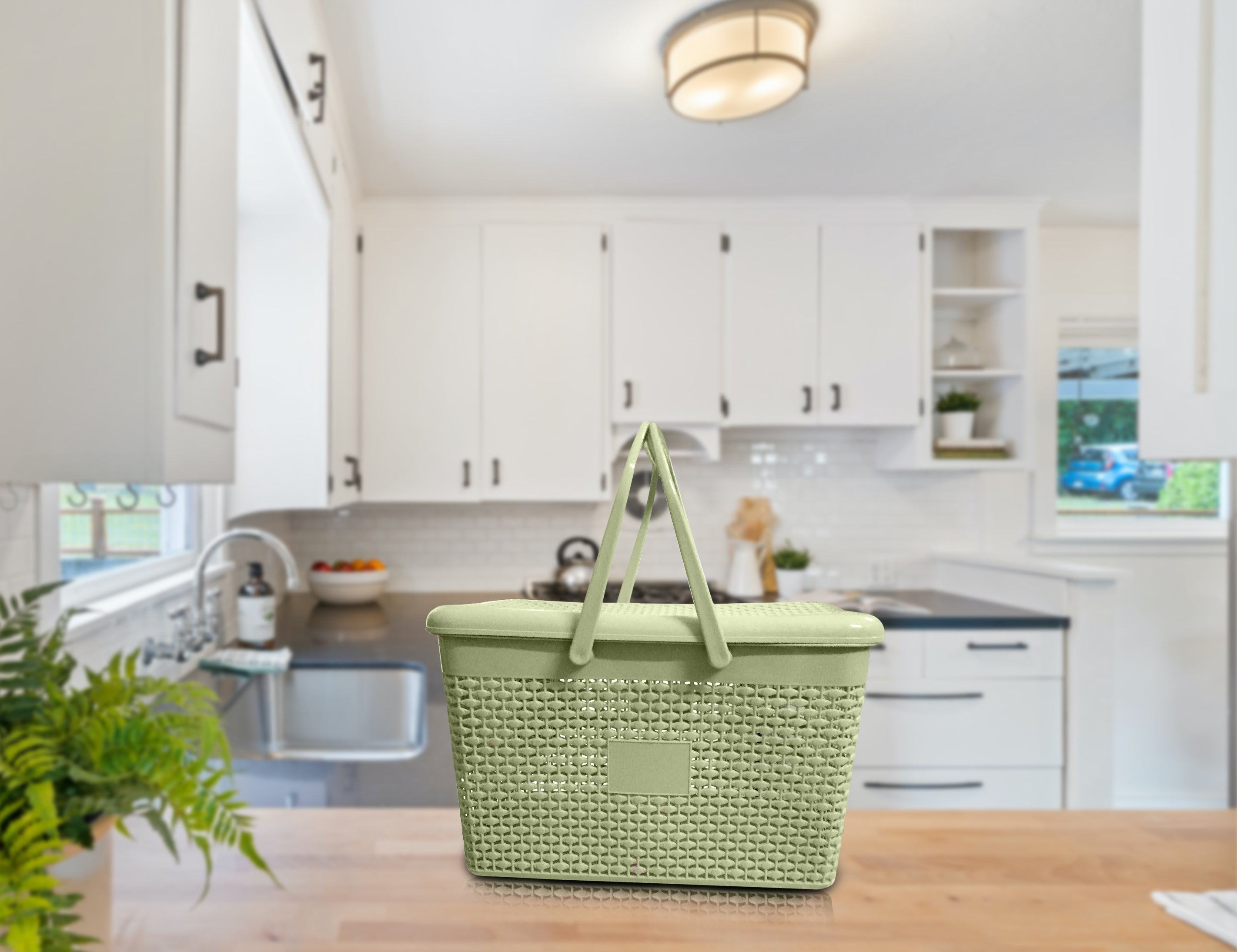 Plastic Lunch Basket with Lid for Office, Home and Picnic Use