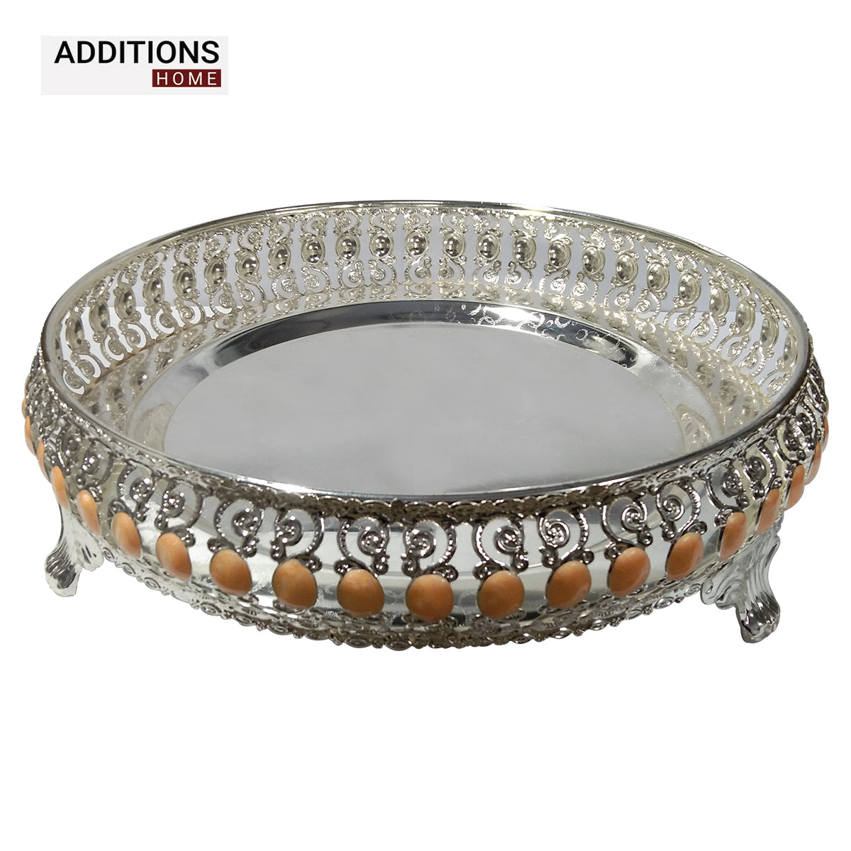 Beautiful German Silver Tray for Decoration, Diwali, Wedding, Return Gift & House Warming. D: 10  H: 3 Inch