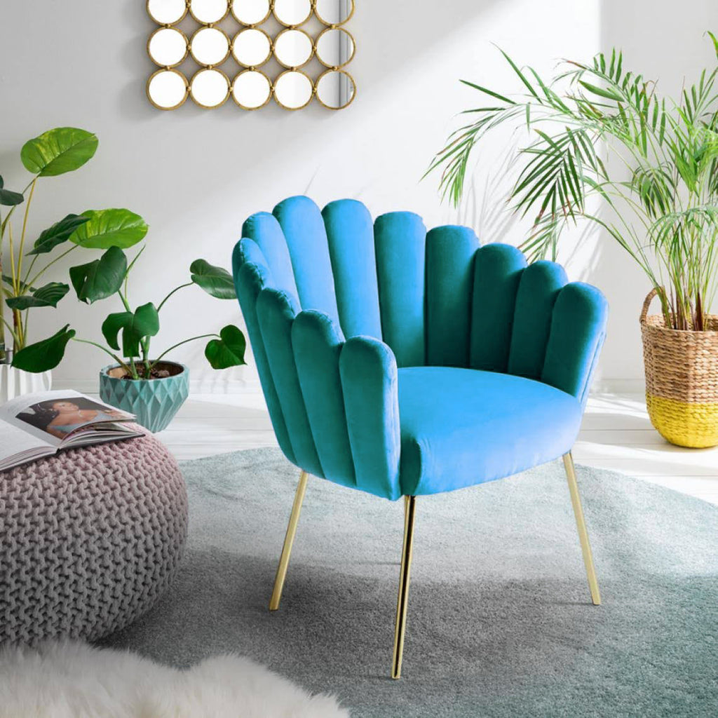 Modern Velvet Peacock Chair With Metal Legs