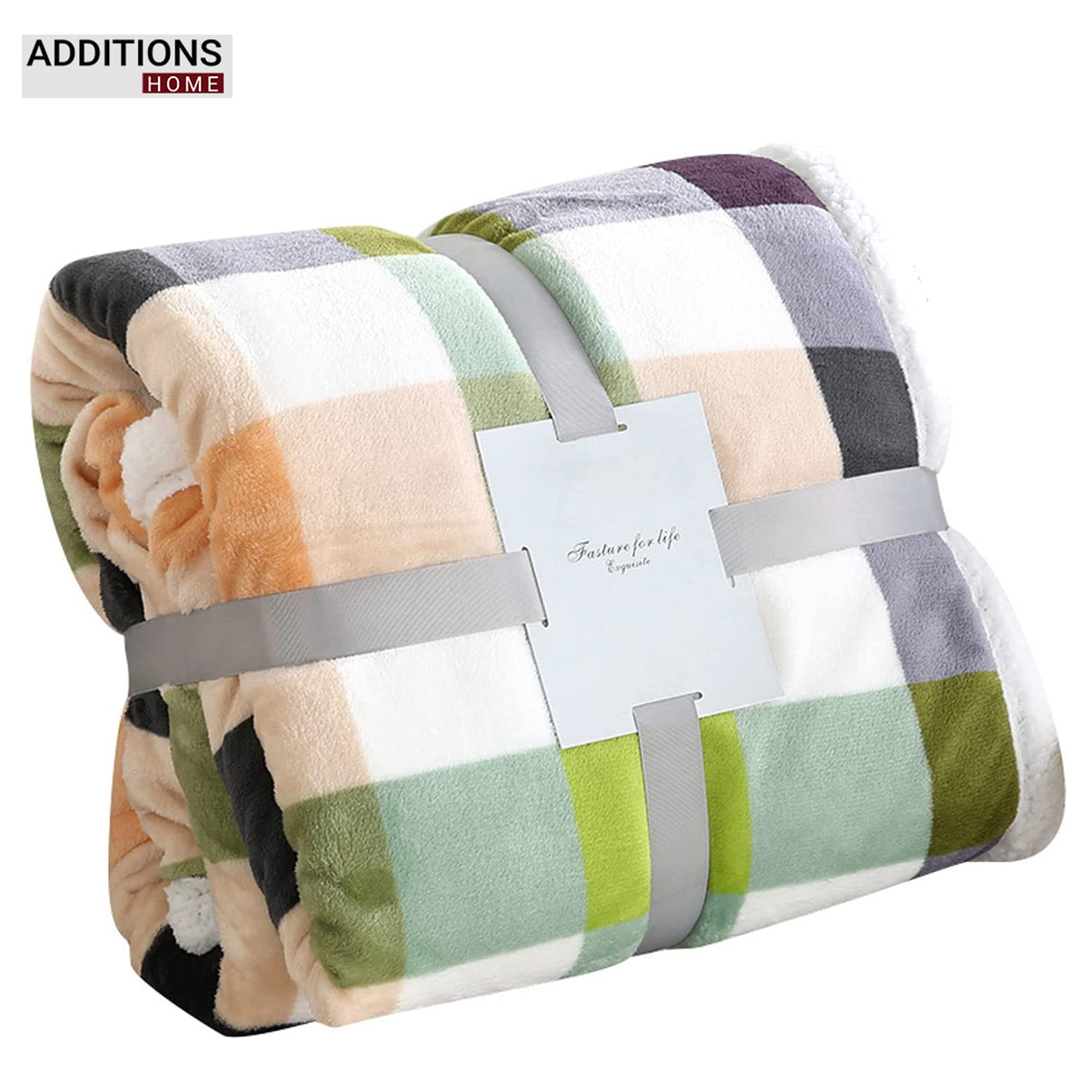 Printed  Winter Mink Warm Blanket with Sherpa Back Double Bed 220 x 240 Cms