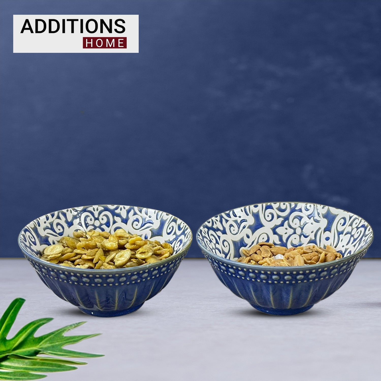 Fine Porcelain Blue Pottery  snacks Bowl Set of 2