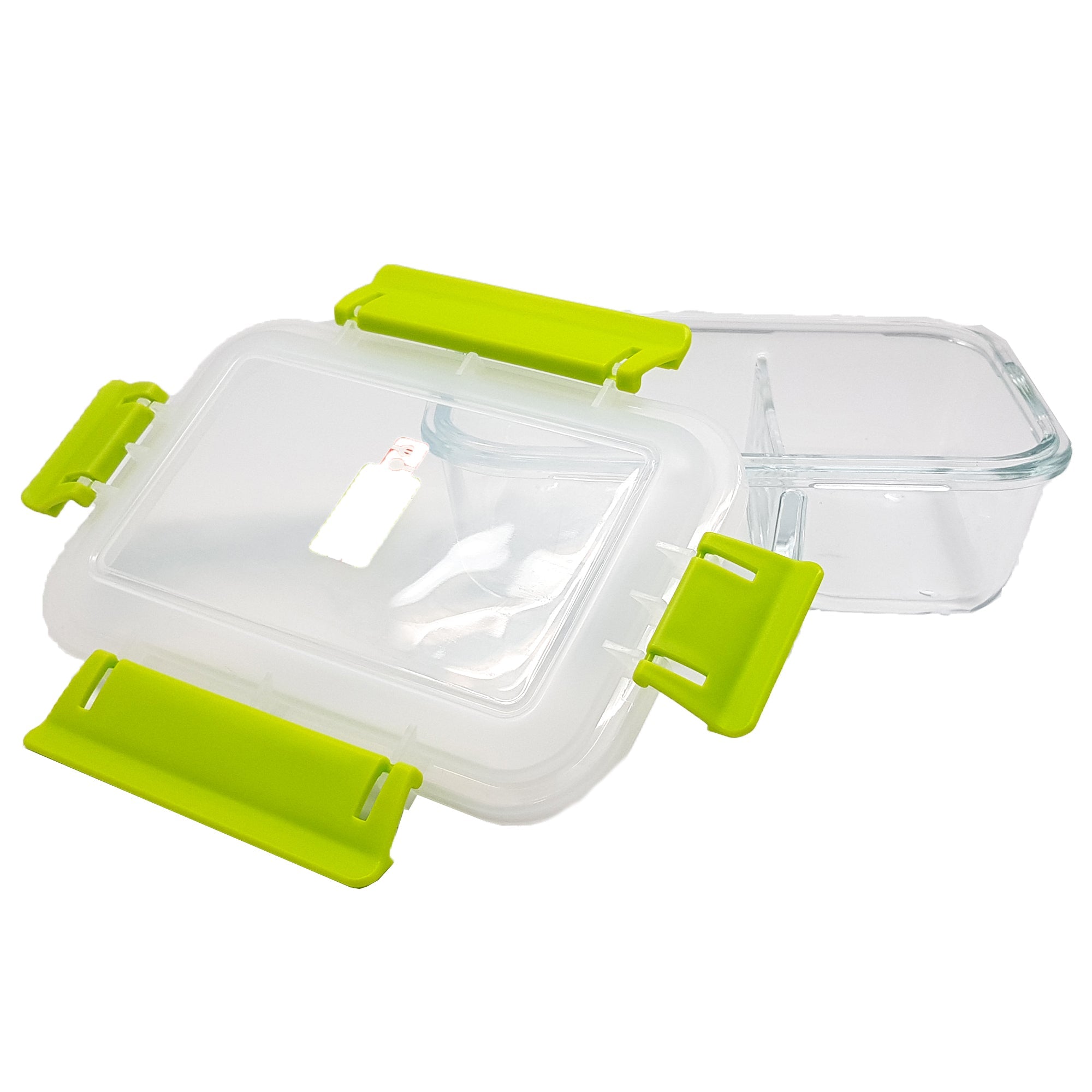 2 Compartment Glass Lunch Box, 1.2 Ltr, 6610.