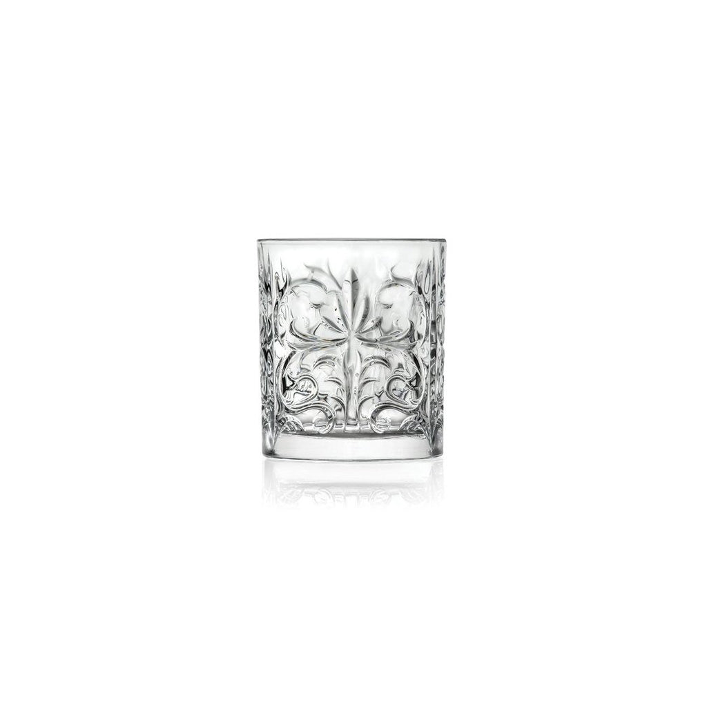 RCR (Made in Italy) Tattoo Crystal Short Whisky Water Tumblers Glasses, 340 ml, Set of 6