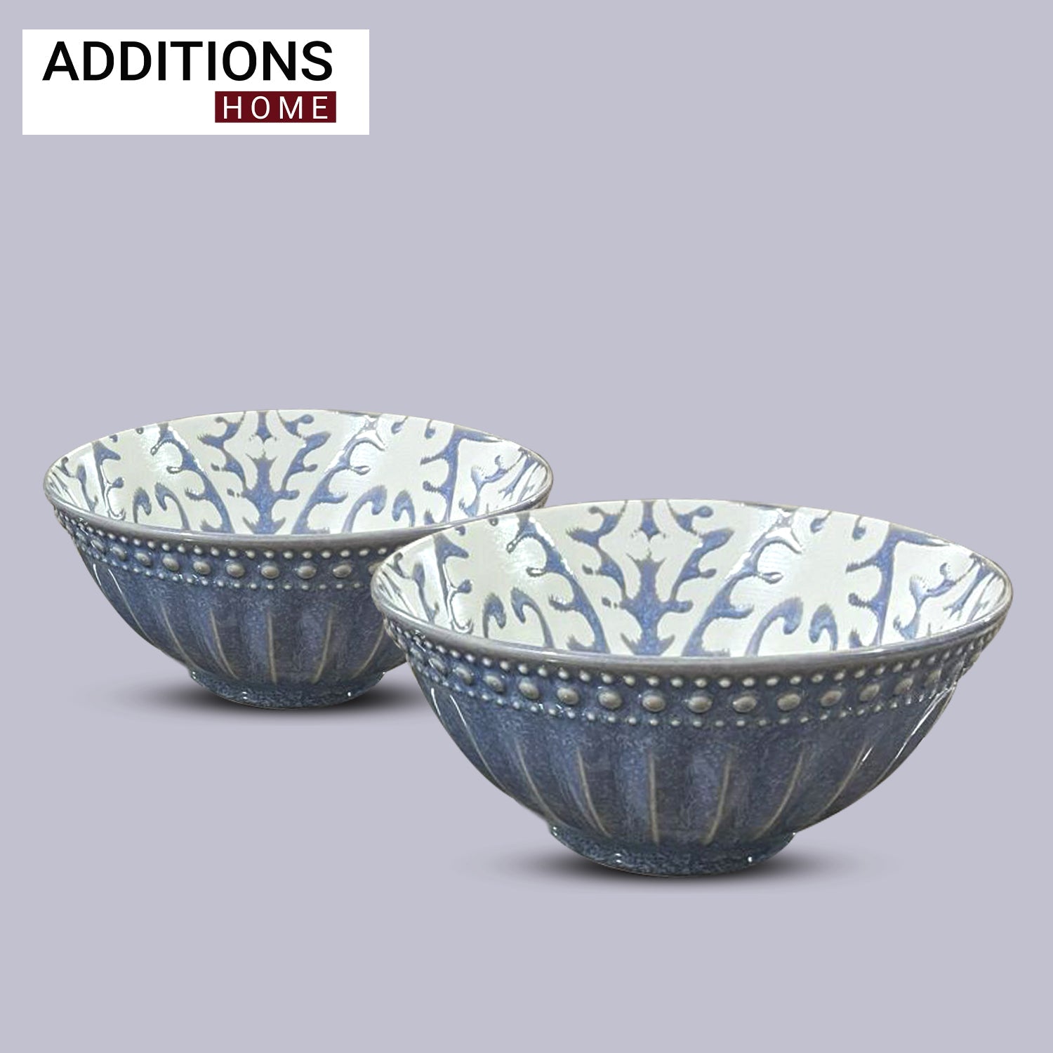 Fine Porcelain Blue Pottery  snacks Bowl Set of 2