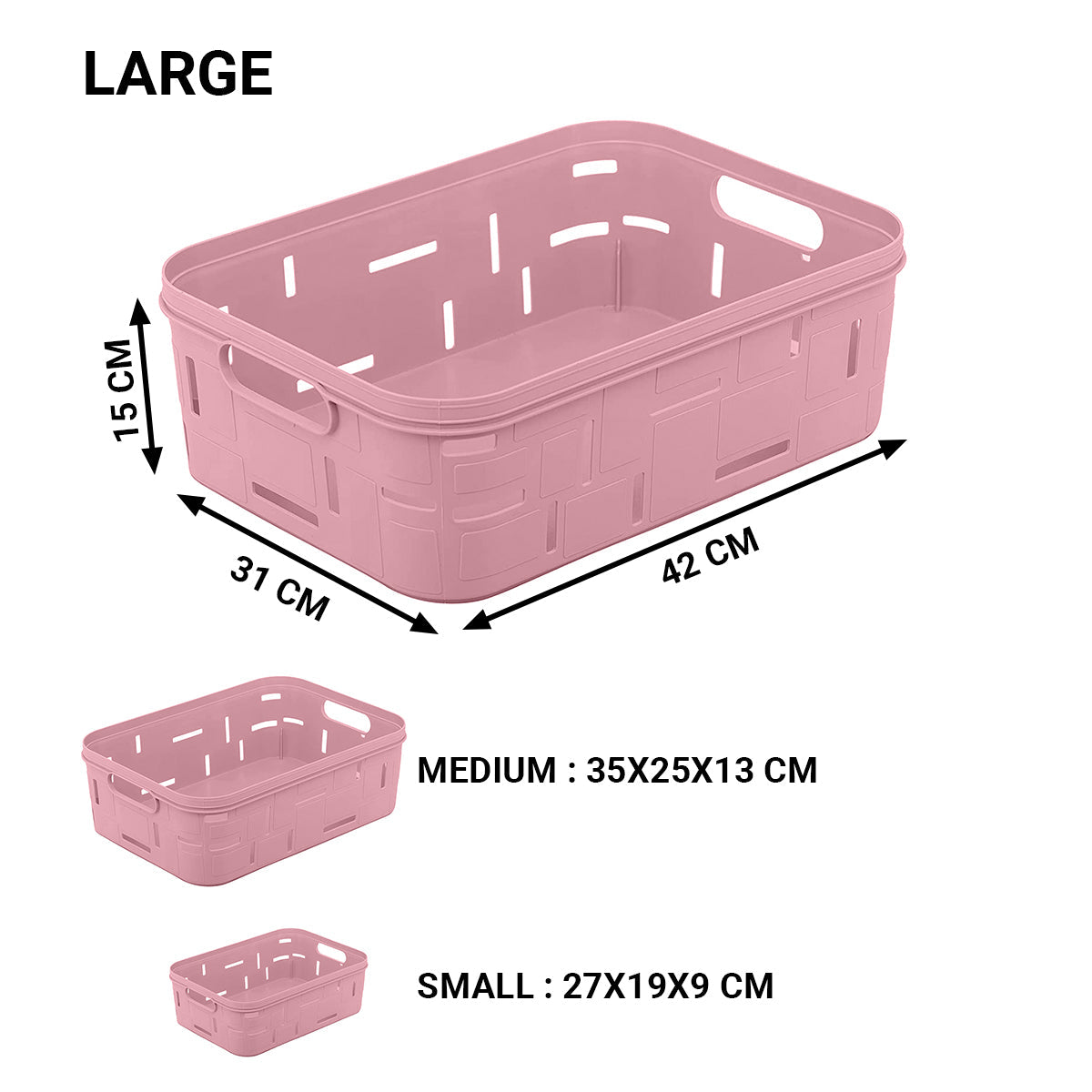 Premium Quality Plastic Storage Basket Set of 3 with Lid for Home/Office Use