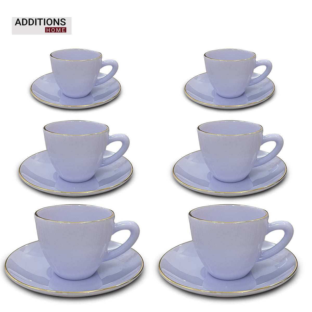Tea/Coffee Cup & Saucer 12 piece set/ 6 Cups & 6 Saucer. MADE IN THAILAND