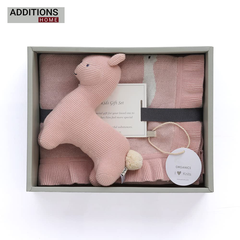 Sweet Lama Gift Bundle- (Set of 2 - Blanket & Soft Toy ) in Pink Pearl