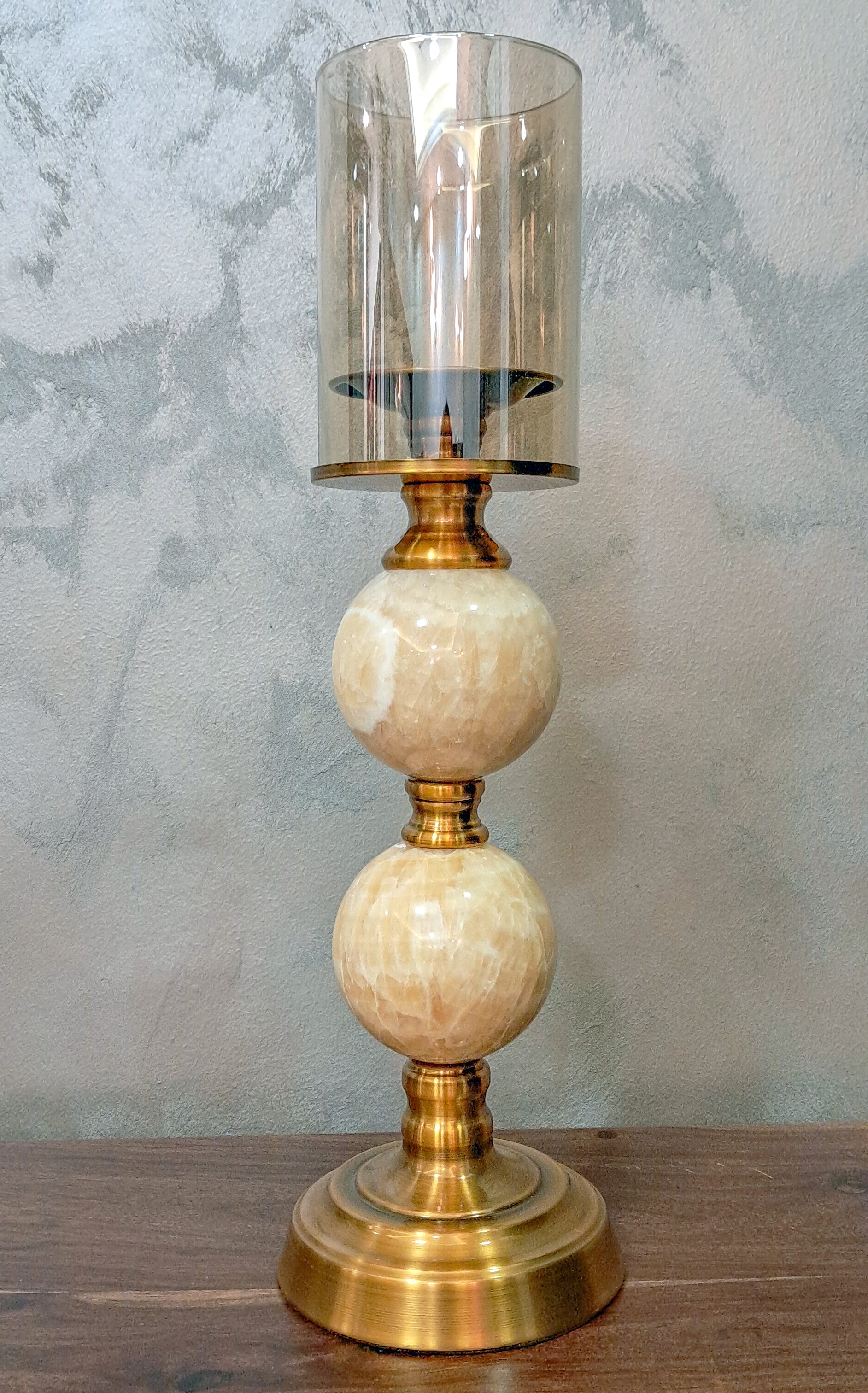 ANTIQUE  CANDLE STAND WITH ITALIAN STONE SET OF 2.