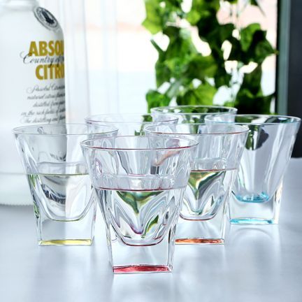 RCR (Made in Italy) Fusion Crystal Colored short Glasses (Blue), 270 ml, Set of 6