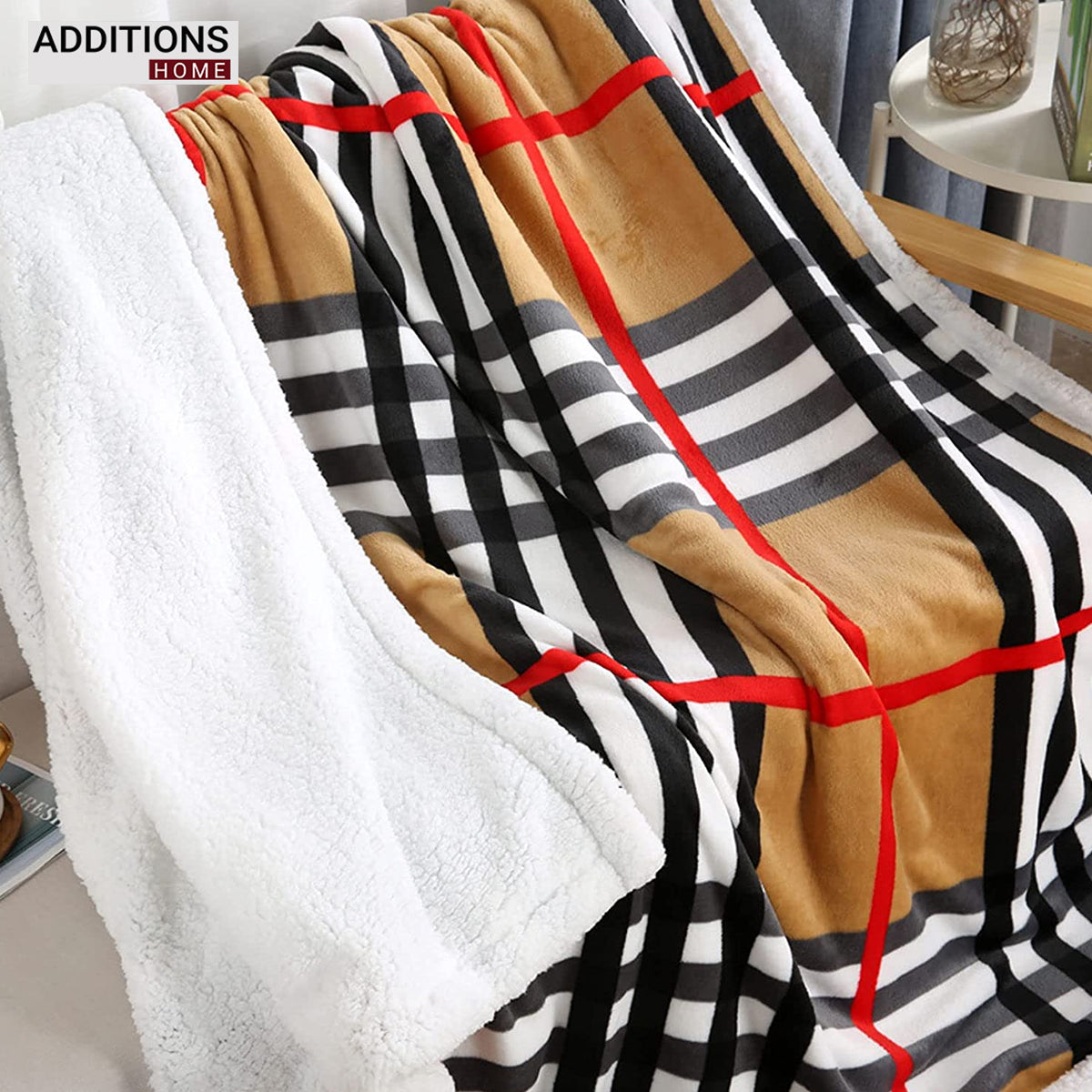 Winter Mink Warm Blanket with Sherpa Back Double Bed 220 x 240 Cms