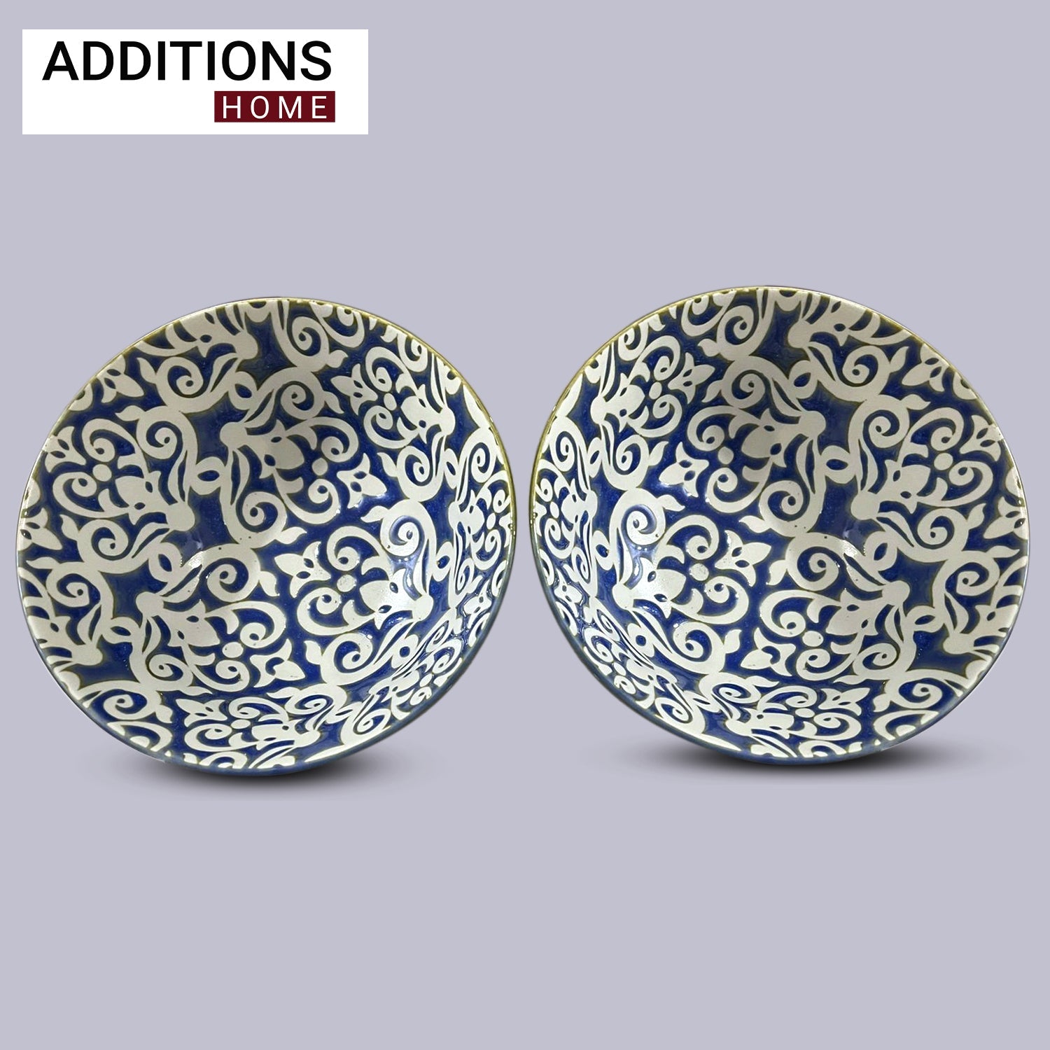 Fine Porcelain Blue Pottery  snacks Bowl Set of 2