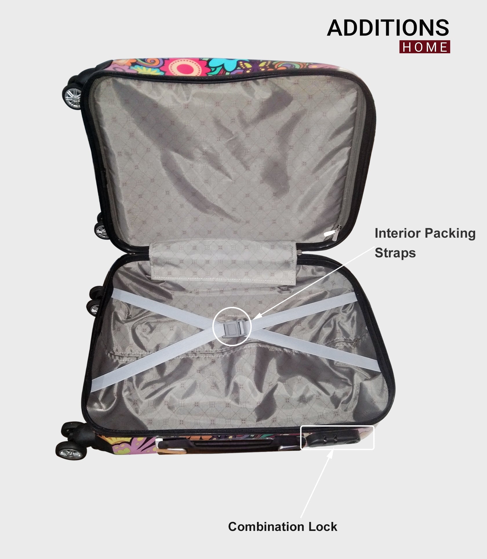 Additions Home combo set of 2 medium and large check in 4 wheel Hard suitcase.