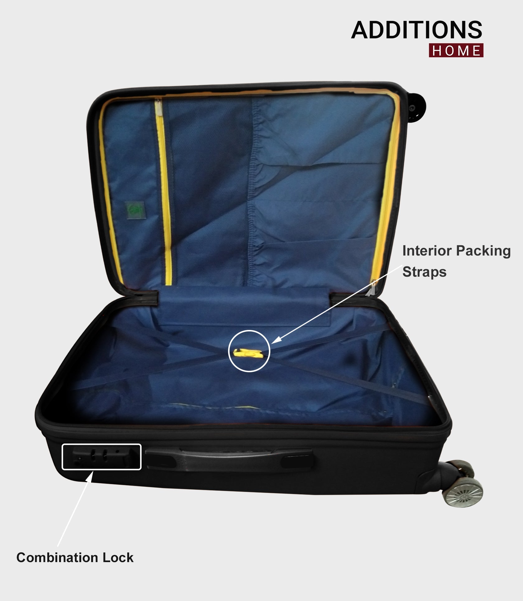 Additions Home combo set of 3 Small, Medium and Large check in 4 wheel Hard suitcase.